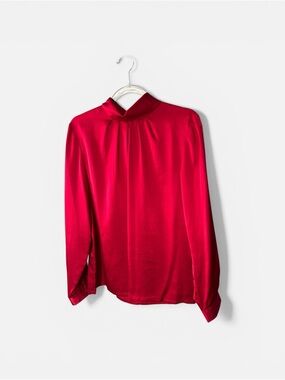 Pendleton Vintage Red Satin Like Turtleneck Relaxed Fit Luxury Blouse Sz 14